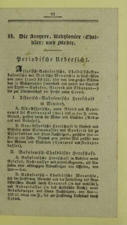 II. Die Assyrer, Babylonier (Chaldäer) und Meder