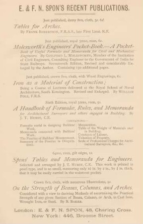 E. & F. N. Spon's recent publications