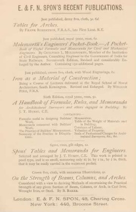 E. & F. N. Spon's recent publications