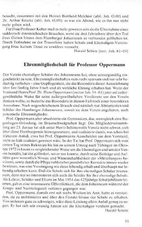 Ehrenmitgliedschaft für Professor Oppermann