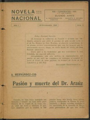1920000500: Pasión y muerte del Dr. Araúz