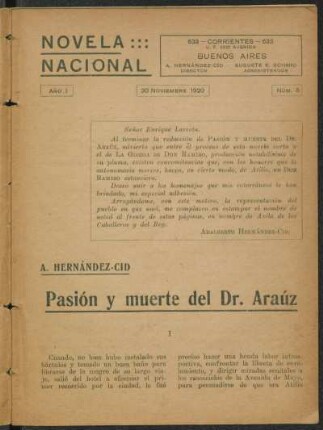 1920000500: Pasión y muerte del Dr. Araúz