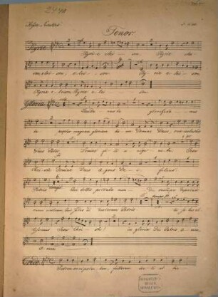 Missa Exultet : für Sopran, Alt (Tenor u. Bass, Streichquintett, 2 Horn, Bassposaune - ad lib.) u. Orgel ; op. 9