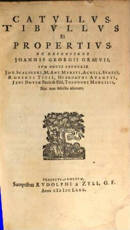 Catullus, Tibullus, Propertius