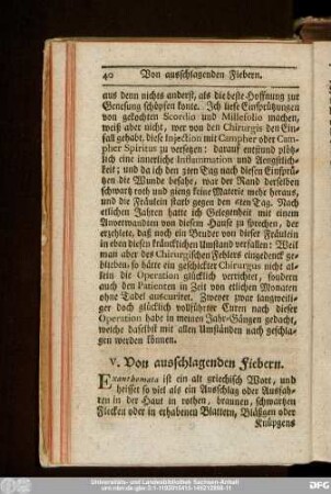 V. Von ausschlagenden Fiebern.