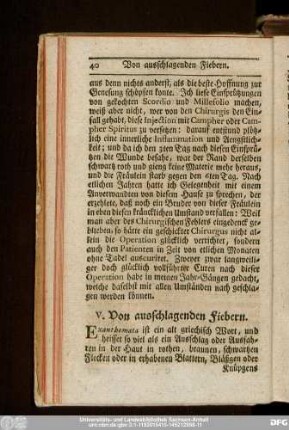 V. Von ausschlagenden Fiebern.