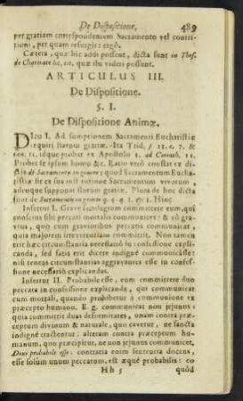 Articulus III. De Dispositione.