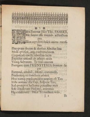 Fidei Paternae Filio Tibi ...