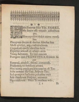 Fidei Paternae Filio Tibi ...
