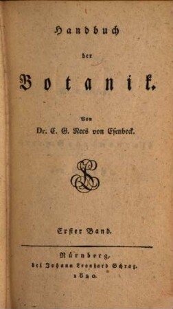 Handbuch der Botanik, 1