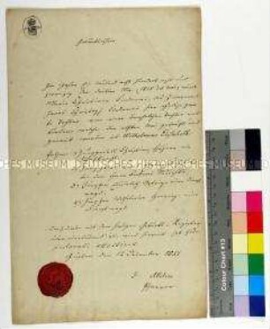 Geburtsschein der Stadt Guisten für Wilhelmine Elisabeth Lindemann, Tochter des Zimmermanns Jacob Christoph Lindemann