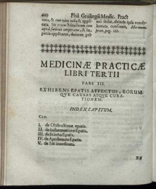 Pars III. Exhibens Epatis Affectus, Eorumque Causas Atque Curationem.