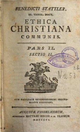 Ethica Christiana Communis. Pars II. Sectio II