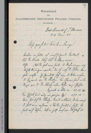 Brief von Johanna Brandstetter und Anna Schmidt an Helene Lange
