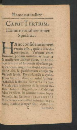 Caput Tertium. Homo naturaliter timet Spectra.