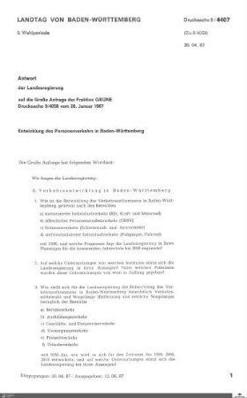 Entwicklung des Personenverkehrs