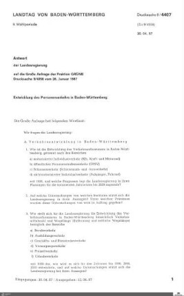 Entwicklung des Personenverkehrs