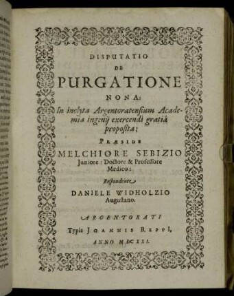 Disputatio De Purgatione Nona: