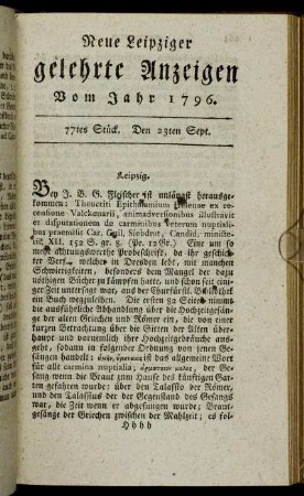 77tes Stück. Den 23ten Sept.