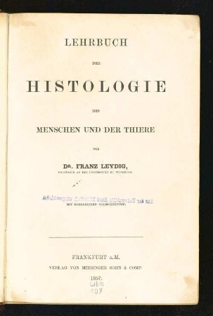 Lehrbuch der Histologie des Menschen und der Thiere : mit zahlreichen Holzschnitten