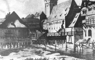Görlitz. Vierradenmühle und Walkmühle um 1820, Repro
