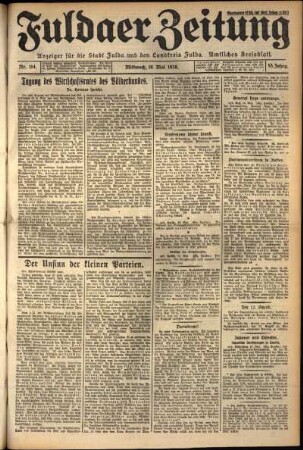 Erste Ausgabe vom Mittwoch, den 16. Mai 1928.