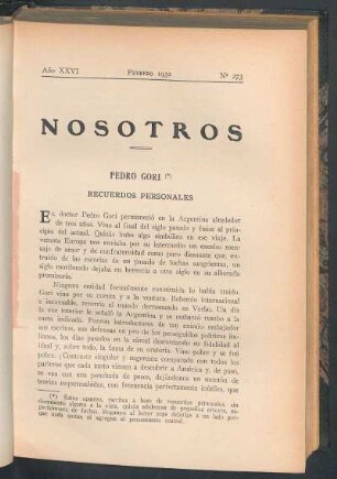 Pedro Gori : Recuerdos personales