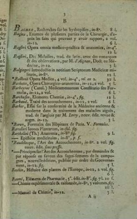Catalogue des livres .... 1788. Catalogue des livres de médecine, anatomie. - 1788. - 36 S.