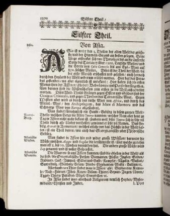 Eilfter Theil. Von Asia.