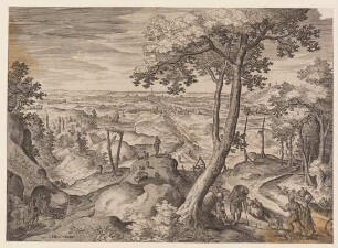 Landschaft mit Galgen und bäuerlichen Figuren