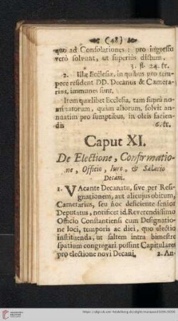 Caput XI: De electione, confirmatione, officio, iure, & salario decani