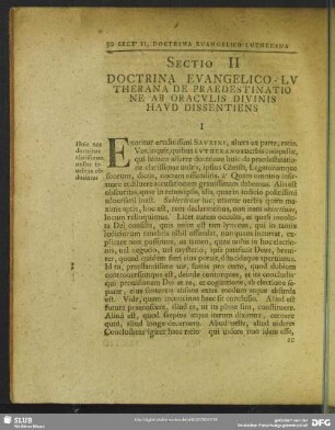 Sectio II. Doctrina Evangelico-Lutherana De Praedestinatione Ab Oraculis Divinis Haud Dissentiens