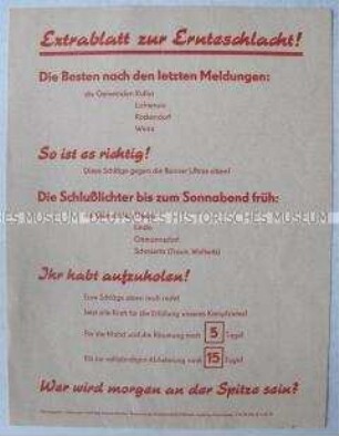 Propagandaflugblatt der Nationalen Front zur Ernte
