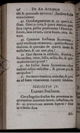 Subsectio IV. Examen Fructuum