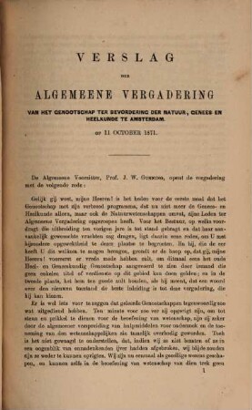 Verslag van het verhandelde in de Sectiën en de Algemeene vergadering .... 1870/71 (1871)