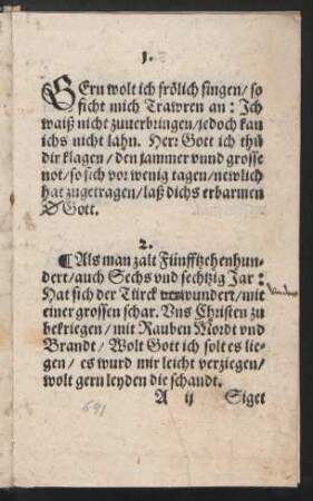 GErn wolt ich frölich singen/ so || ficht mich Trawren an: