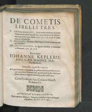 De Cometis Libelli Tres