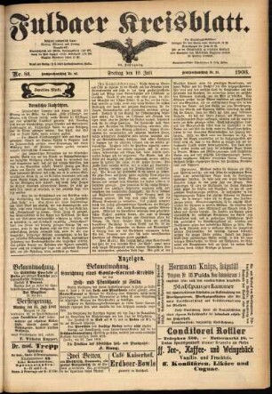 Zweite Ausgabe vom Freitag, den 10. Juli 1903.