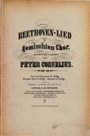 Beethoven-Lied : für gemischten Chor : op. 10
