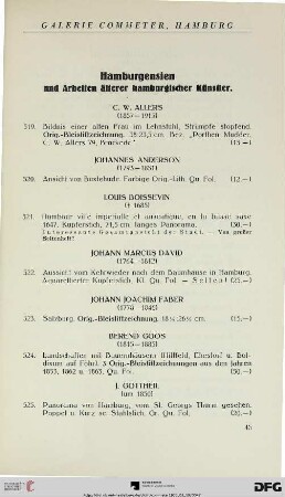 Hamburgensien und Arbeiten älterer hamburgischer Künstler (Nr. 519-714)
