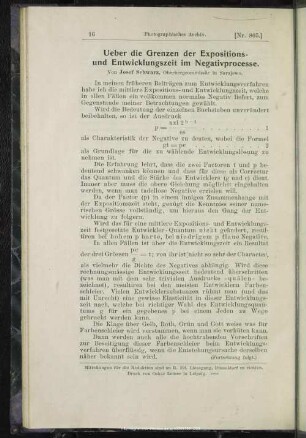 Ueber die Grenzen der Expositions- und Entwicklungszeit im Negativprocesse