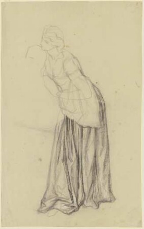 Stehende Frau als Gewandfigur, aus "Ritter Hartmut von Kronberg bei dem Reformator Oecolampadius in Basel"