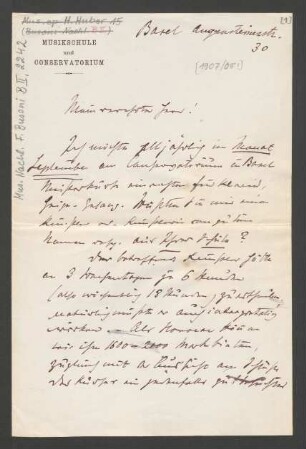 Brief an Ferruccio Busoni : 1907