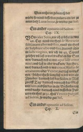 Ein ander operatio ad Solem. Cap. X.