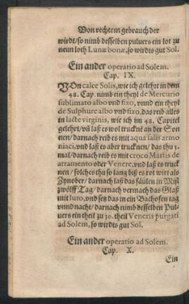 Ein ander operatio ad Solem. Cap. X.