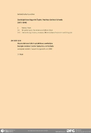 Exzerpte niedersorbischer Syntactica und Verbalia