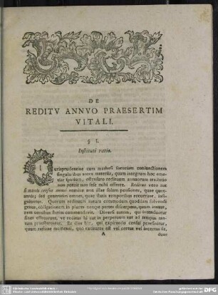De Reditu Annuo Praesertim Vitali
