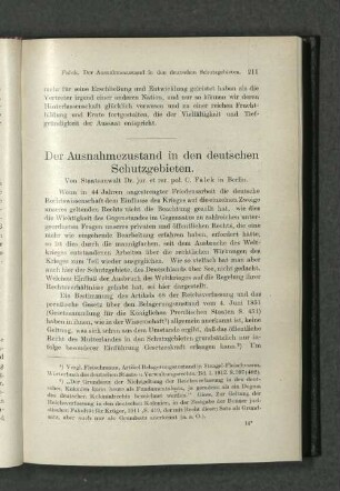 Der Ausnahmezustand in den deutschen Schutzgebieten.