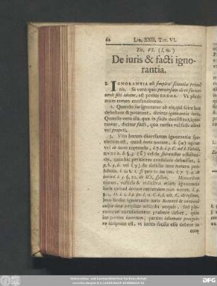 Tit. VI. (I. 18.) De iuris & facti ignorantia.