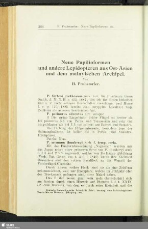 Neue Papilioformen und andere Lepidopteren aus Ost-Asien und dem alayischen Archipel